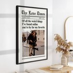 Personnalisé New York Times Style Love Heart Photo Canvas Painting with Names Year Wall Decor Birthday Valentine's Day Anniversary Gift for Couple