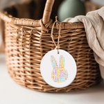 Personalised Word Cloud Bunny Repeating Name Ceramic Easter Basket Tag Home Decoration Easter Gift for Kids