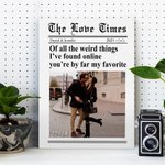 Personnalisé New York Times Style Love Heart Photo Canvas Painting with Names Year Wall Decor Birthday Valentine's Day Anniversary Gift for Couple