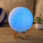Personalized 3D Volleyball 16 Color Changing Touch LED Night Light with Irregular Wooden Stand Remote Room Decor Birthday Gift for Kids Sports Lover