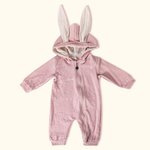 Gepersonaliseerde Multicolor Geborduurde Naam Konijntje Oren 100% Katoenen Bodysuit met Geïntegreerde Rits Verjaardag Pasen Baby Doop Cadeau voor Baby