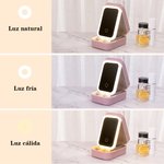 Caja de joyería personalizada con personaje de dibujos animados y flor de nacimiento con espejo LED de tres colores regalo para cumpleaños de mujeres