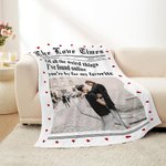 Personlig The New York Times Design Heart Border Photo Soft Throw Blanket med titel Namn År Valentine's Day Anniversary Gift for Couple