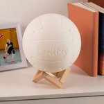 Personalized 3D Volleyball 16 Color Changing Touch LED Night Light with Irregular Wooden Stand Remote Room Decor Birthday Gift for Kids Sports Lover