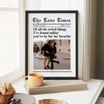 Personnalisé New York Times Style Love Heart Photo Canvas Painting with Names Year Wall Decor Birthday Valentine's Day Anniversary Gift for Couple