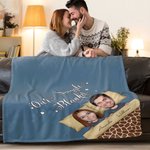 Personalized Our Snuggle Blanket Photo Soft Blanket with Name Valentine's Day Anniversary Gift for Couples