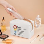 Personalisierte stilvolle Name Definition PU Leder Kosmetiktasche Tasche mit Cartoon-Charakter Reisezubehör Geburtstag Geschenk für Frauen