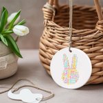 Personalised Word Cloud Bunny Repeating Name Ceramic Easter Basket Tag Home Decoration Easter Gift for Kids