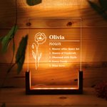 Fleur de naissance personnalisée Définition du nom Veilleuse LED Décoration de la maison Cadeau d'anniversaire pour les femmes