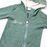 Gepersonaliseerde Multicolor Geborduurde Naam Konijntje Oren 100% Katoenen Bodysuit met Geïntegreerde Rits Verjaardag Pasen Baby Doop Cadeau voor Baby