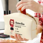 Personalisierte stilvolle Name Definition PU Leder Kosmetiktasche Tasche mit Cartoon-Charakter Reisezubehör Geburtstag Geschenk für Frauen