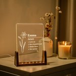 Fleur de naissance personnalisée Définition du nom Veilleuse LED Décoration de la maison Cadeau d'anniversaire pour les femmes