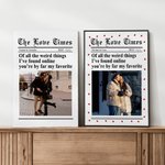 Personnalisé New York Times Style Love Heart Photo Canvas Painting with Names Year Wall Decor Birthday Valentine's Day Anniversary Gift for Couple