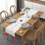 Personalised Bunny Easter Eggs Word Cloud Table Runner with Name and Tassels Table Decor Easter Party Favors Gift for Family