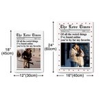 Personnalisé New York Times Style Love Heart Photo Canvas Painting with Names Year Wall Decor Birthday Valentine's Day Anniversary Gift for Couple