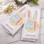 Personalisierte Hase Wort Wolke Frohe Ostern Schnell trocknende Waffel Geschirrtuch mit Namen Housewarming Ostergeschenk für Familie
