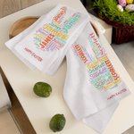 Personalisierte Hase Wort Wolke Frohe Ostern Schnell trocknende Waffel Geschirrtuch mit Namen Housewarming Ostergeschenk für Familie