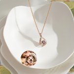 Personalisierte Wassertropfen Foto Projektion Zirkon Halskette Jahrestag Geburtstag Valentinstag Geschenk für Frauen