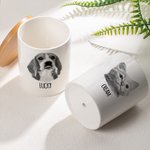 Personalisierte Haustier Foto Name Keramik Pflanzentopf mit Drainage und Bambus Basis Home Decor Memorial Sympathie Erinnerung Geschenk für den Verlust von Haustier