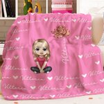 Coperta morbida personalizzata con nome e fiore di nascita personaggio cartone animato regalo di compleanno o Natale per bambini