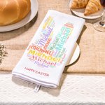 Personalisierte Hase Wort Wolke Frohe Ostern Schnell trocknende Waffel Geschirrtuch mit Namen Housewarming Ostergeschenk für Familie