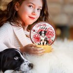 Luz nocturna LED con efecto de vidriera y base de madera Regalo de cumpleaños único Dueño de mascota