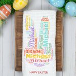 Personalisierte Hase Wort Wolke Frohe Ostern Schnell trocknende Waffel Geschirrtuch mit Namen Housewarming Ostergeschenk für Familie