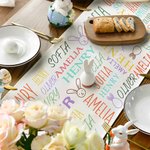 Personalised Bunny Easter Eggs Word Cloud Table Runner with Name and Tassels Table Decor Easter Party Favors Gift for Family