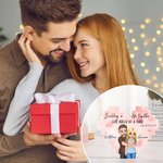Personalised Double-sided Cartoon Hugging Couple Heart Building Block Puzzle with Date and Name Valentine's Day Anniversary Gift for Couple