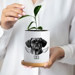 Personalisierte Haustier Foto Name Keramik Pflanzentopf mit Drainage und Bambus Basis Home Decor Memorial Sympathie Erinnerung Geschenk für den Verlust von Haustier