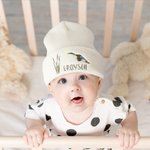 Personalized Cute Reed Mallard Baby Beanies Hat with Embroidered Name Birthday Baby Baptism Warmer Gift for Toddler Boy Girl