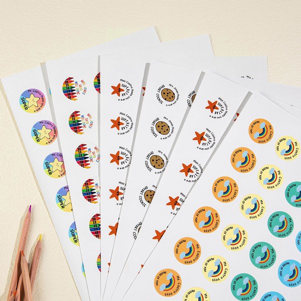Personalized Cute Rainbow Super Star Teacher Reward Stickers with Name Waterproof Teaching Materials Gift for Teacher
