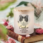 Personalizada Perro Gato Foto Nombre Año Conmemorativo Tarro con Vela LED y Tapa de Madera Simpatía Pérdida de Mascota Regalo para dueños de mascotas