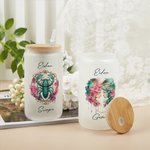 Personalized Watercolor 12 Constellation Sign Zodiac Design 20oz  Glass with Bamboo Lid and Straw Birthday Anniversary Gift for Astrology Enthusiast
