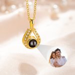 Personalisierte Wassertropfen Foto Projektion Zirkon Halskette Jahrestag Geburtstag Valentinstag Geschenk für Frauen
