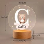 Luce notturna LED personalizzata con stelle nuvole e animali base in legno decorazione cameretta regalo di compleanno e babyshower per bambini