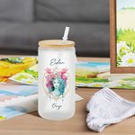 Personalized Watercolor 12 Constellation Sign Zodiac Design 20oz  Glass with Bamboo Lid and Straw Birthday Anniversary Gift for Astrology Enthusiast
