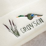 Personalized Cute Reed Mallard Baby Beanies Hat with Embroidered Name Birthday Baby Baptism Warmer Gift for Toddler Boy Girl