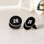 Personalisierte schwarze Hockey Nummer Ohrringe Minimalistische Schmuck Spiel Tag Geburtstag Geschenk für Team-Mitglieder Hockey-Liebhaber