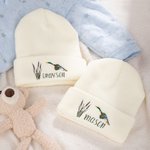 Personalized Cute Reed Mallard Baby Beanies Hat with Embroidered Name Birthday Baby Baptism Warmer Gift for Toddler Boy Girl