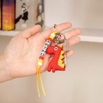 Personalisierte niedliche bunte Cartoon Dinosaurier Beaded Keychain mit Namen Rucksack Zubehör Geburtstag zurück zu Schule für Jungen Mädchen