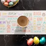 Personalised Bunny Easter Eggs Word Cloud Table Runner with Name and Tassels Table Decor Easter Party Favors Gift for Family