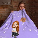 Coperta morbida personalizzata con nome e fiore di nascita personaggio cartone animato regalo di compleanno o Natale per bambini