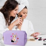 Personalizado lápiz labial de dibujos animados Chica Bolsa de maquillaje de cuero con nombre Esenciales de viaje portátil Cumpleaños Novia Regalo para Niñas Mujeres