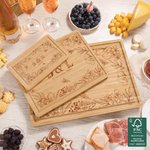 Personalised Engraved Butterfly Floral Edge FSC Bamboo Charcuterie Chopping Board with Initials and Juice Groove Wedding Housewarming Gift for Couples