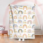 Personalizzato colorato arcobaleno morbido lancio coperta con nome Home Decor Compleanno Baby Shower regalo per neonato ragazza ragazzo