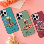Personalisierte Western Cowgirl Hut Stiefel Geburt Blume Telefon Fall für iPhone mit Namen Geburtstag Brautdusche Geschenk für Frauen