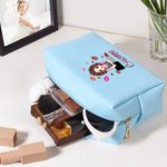 Personalizado lápiz labial de dibujos animados Chica Bolsa de maquillaje de cuero con nombre Esenciales de viaje portátil Cumpleaños Novia Regalo para Niñas Mujeres