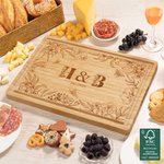 Personalised Engraved Butterfly Floral Edge FSC Bamboo Charcuterie Chopping Board with Initials and Juice Groove Wedding Housewarming Gift for Couples