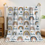 Personalizzato colorato arcobaleno morbido lancio coperta con nome Home Decor Compleanno Baby Shower regalo per neonato ragazza ragazzo